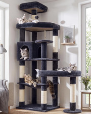Extra Large Platform Cat Tree, 65In Sturdy Cat Scratching Tree for Indoor Cats L