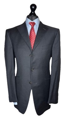 DUNHILL LUXUS DESIGNER ANZUG JACKE/BLAZER UNI ANTHRAZIT GRAU FULL CANVASS 42L