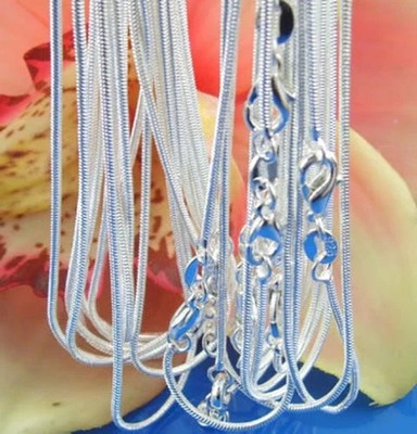 925 sterling solid Silver lots 10PCS 1mm snake chain Necklace 16-30inch