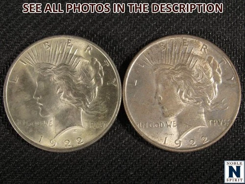 NobleSpirit } 2x 1922 Silver Peace Dollar up to XF Extremely Fine