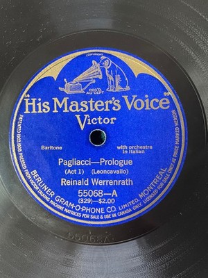 REINALD WERRENRATH 12'' 78 Pagliacci Proligue / Carmen Chanson Toreador Victor 78