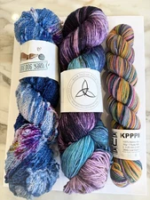 3Sk LONG DOG YARN Slub BLACK TRILLIUM & KOIGU Sock Yarns