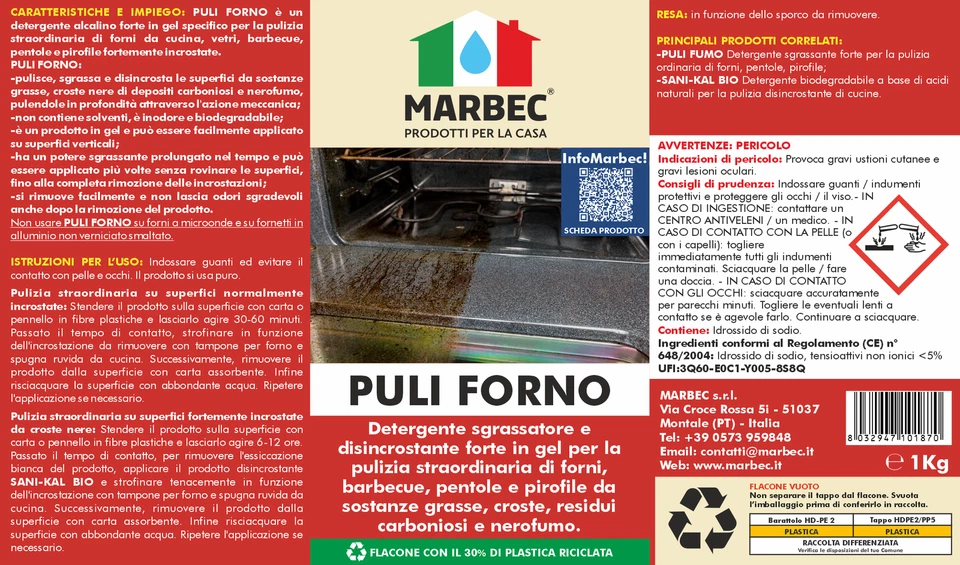 Detergente Gel Sgrassatore Disincrostante Forni Barbecue Pentole PULI FORNO - Immagine 2 di 4