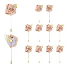 Rose Boutonnieres Pins 12Pcs with Hard Card Box Korean Pink