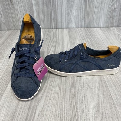 Skechers blaue Madison Ave Take A Walk niedrige elastische Schnürschuhe Größe 4 Stück