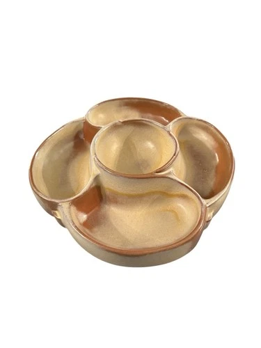 Vintage Frankoma Lazy Susan w/Turnstile  #818 EUC Gold Yellow Brown