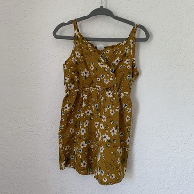 Shein Romper Baby Girl 18-24 Months Mustard Yellow Floral Sleeveless Cute Boho