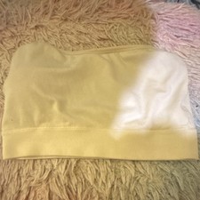 Beige Strapless Bandeau Bra Cotton Spandex Wireless Stretch Pullover