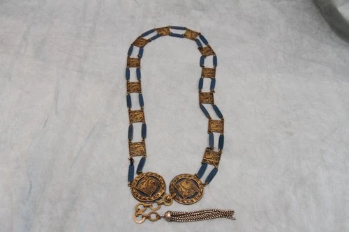 Vintage Estate Egyptian Revival Brass Bakelite 23" Necklace Costume Jewelry