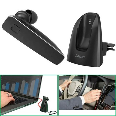 Hama Mono Bluetooth Headset + Ladestation Lüftungsgitter-Halterung Auto Handy