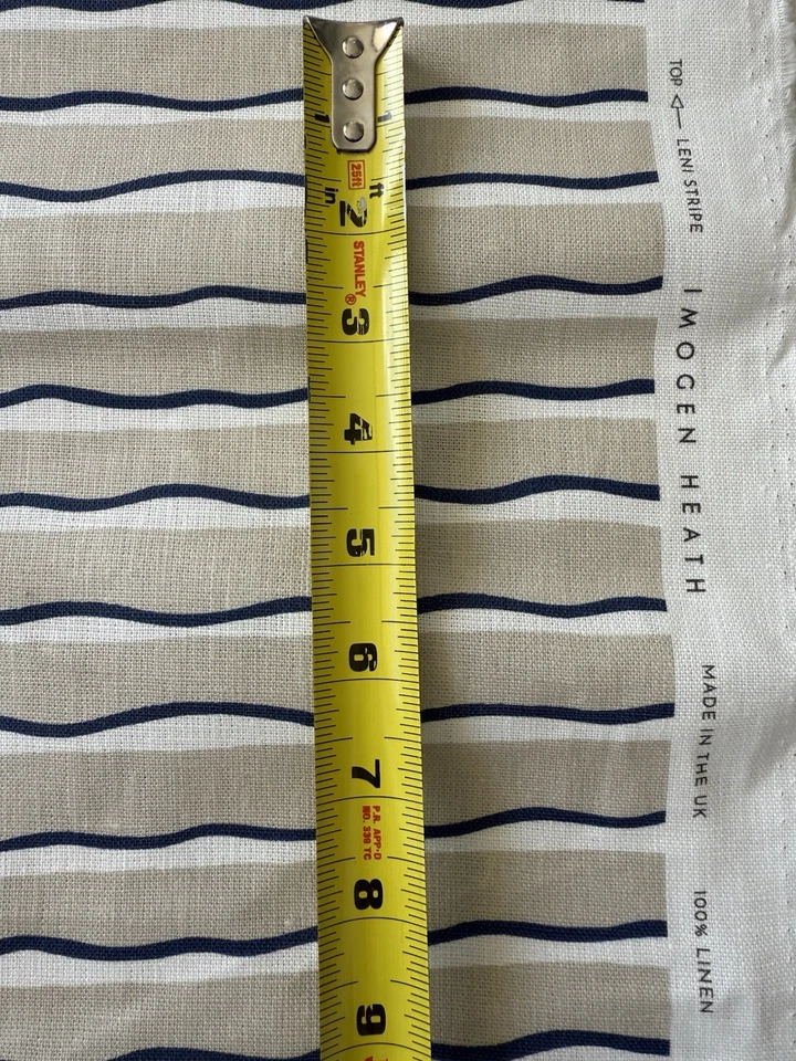 IMOGEN HEATH LENI STRIPE CLAY 100% LINEN EXCLUSIVE DESIGNER FABRIC 3 Yards 54"W - Image 4 of 4