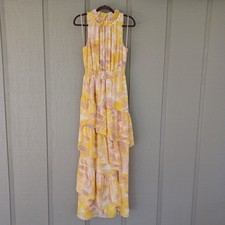 Eliza J Floral Tiered Maxi Dress Size 8 Women Wedding Guest Smock Waist Ruffle
