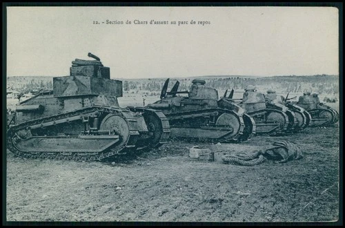 mm Military vehicle Tank WWI ww1 war original old c1915-1925 French postcard