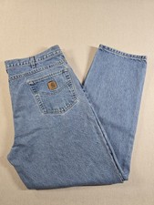 Carhartt Mens 42 x 32 Denim Blue Jeans B17 DST Relaxed Fit Tapered Leg Pants
