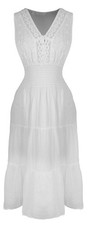 Renaissance Embroidered Button Sleeveless Gypsy Tank Dress Large