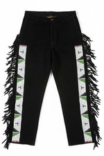 Men s Suede Leather Beaded Fringe Pants Western Cowboy Rodeo Buckskin Pants NP01