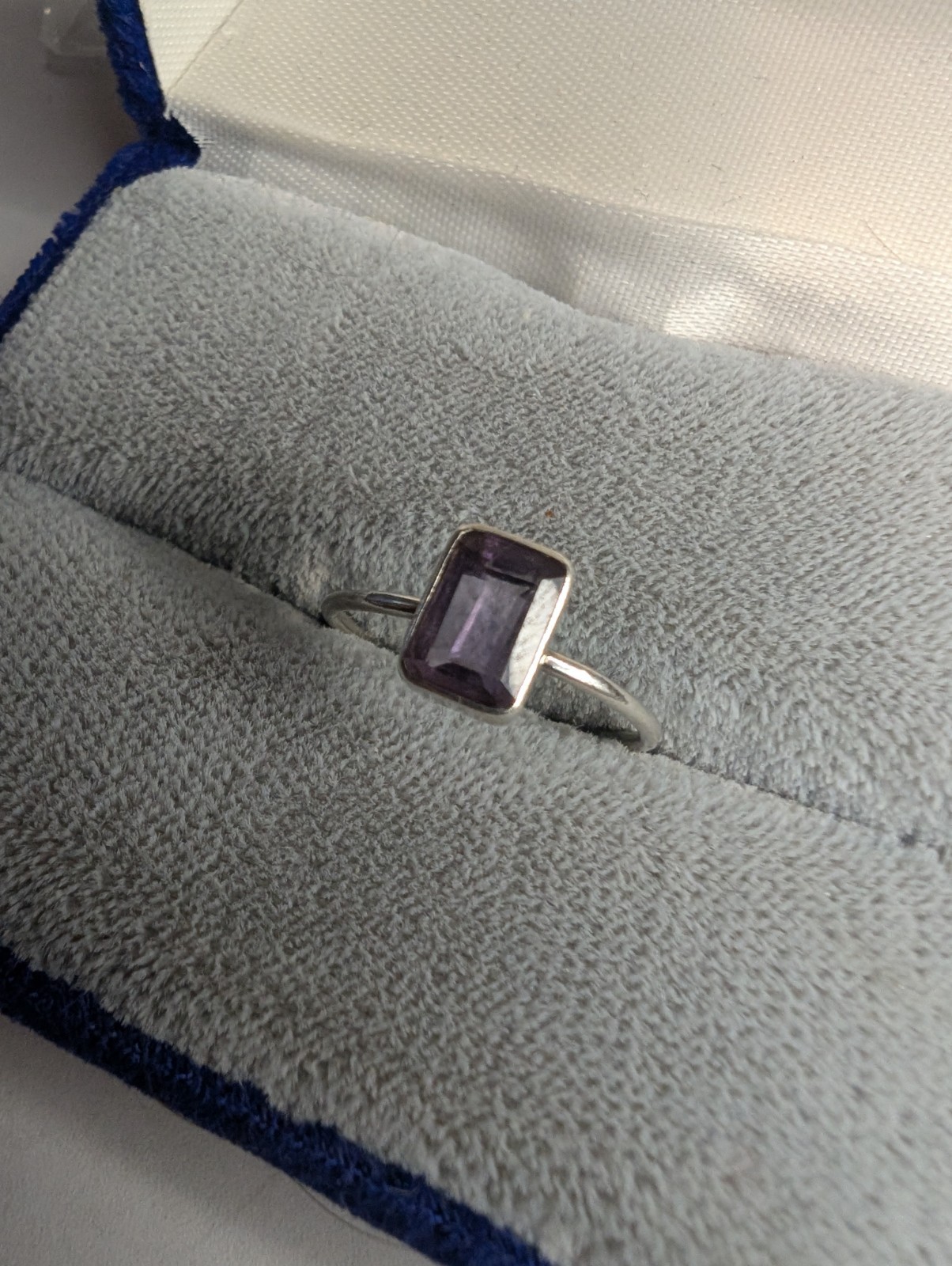 Sterling Amethyst Rectangle Stack Ring Purple Sma… - image 3