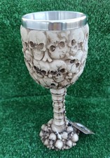 Resin And Metal Skull Goblet 7" High New In Box