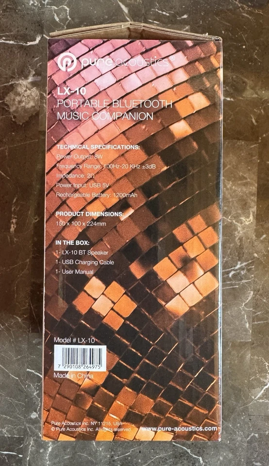 Pure Acoustics LX-10 Portable Bluetooth Speaker – Sleek, Black, New in Box! - Image 2 of 2