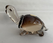 Vtg V. Nason Co Murano Glass Turtle Paperweight Hand Made Chocolate Clear