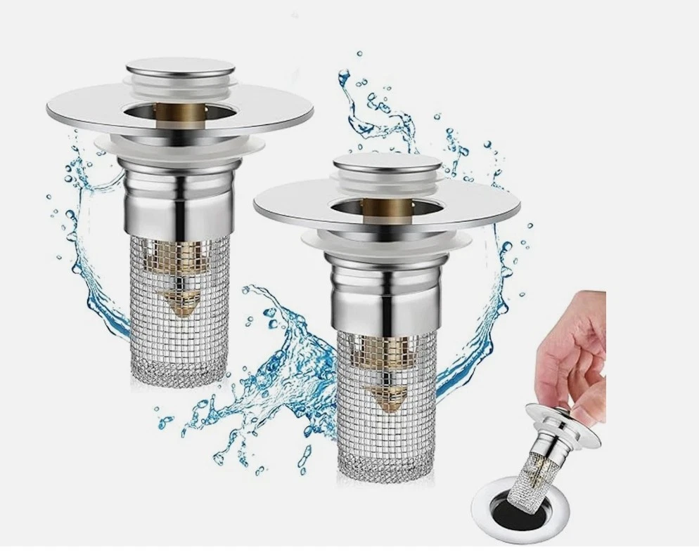 TubShroom Ultra Stainless Steel Hair Strainer + StopShroom Plug Combo For Tub Drains - Black, TSULT455