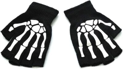 Zac's Alter Ego® Glow In The Dark Short Fingerless Skeleton Gloves