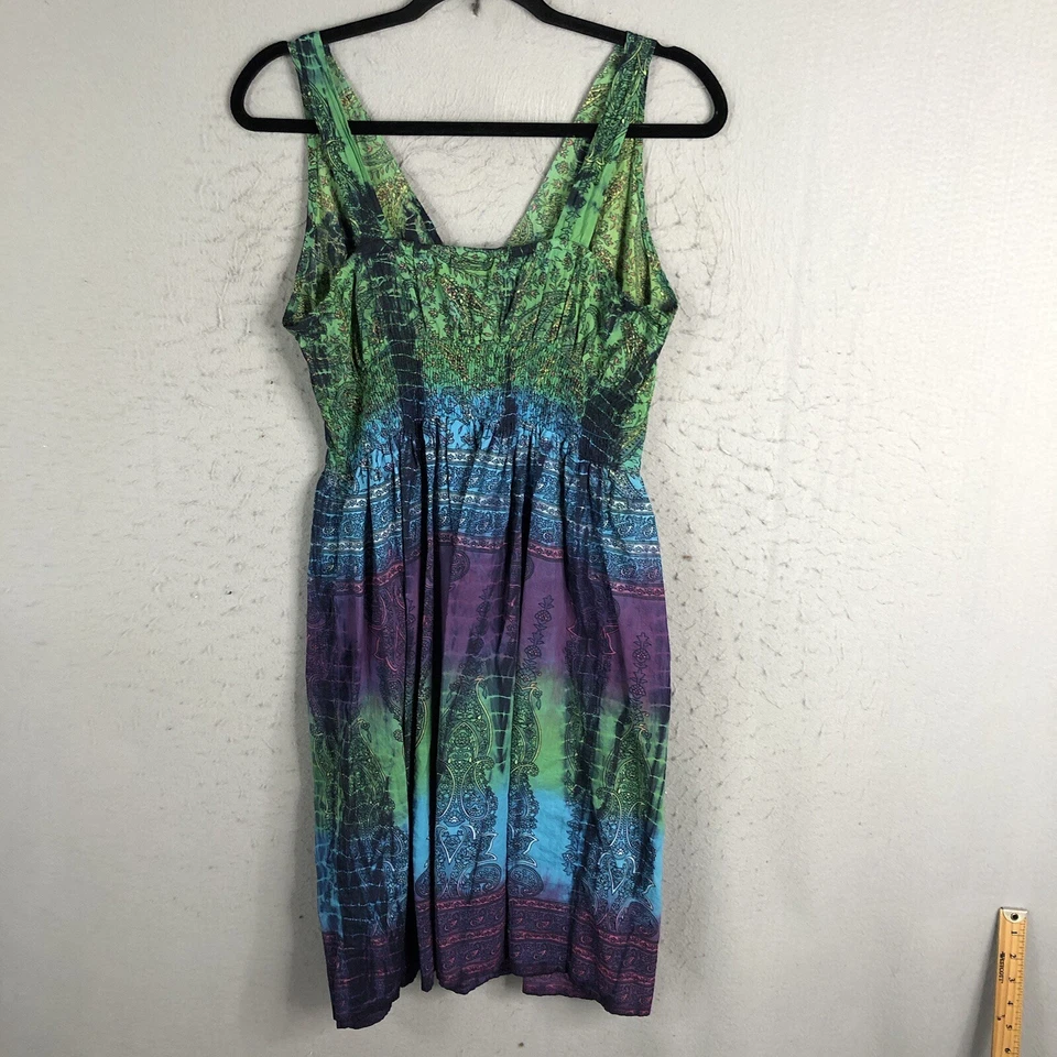 India Vestido Boutique Mujer Talla Única Colorido Tie Dye Babydoll Y2K Solero Playa Foto 3 de 4
