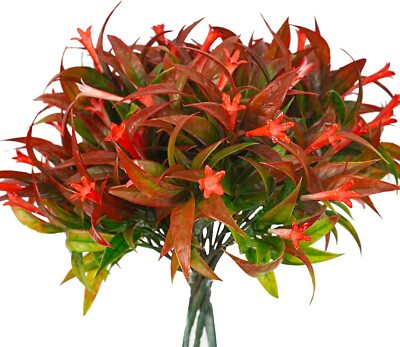 6PcsPlants Fake Tropical Flowers Plastic Sidewalk Farmhouse décor Red beautiful