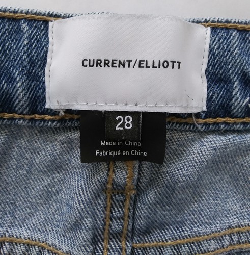 Current Elliott Women's 28 Jeans Blue Denim Straight Leg Raw Hem Ripped Distress - Picture 3 of 12