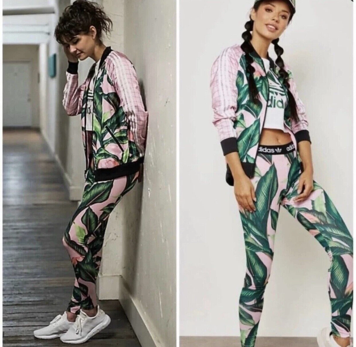 adidas Originals Embroidered Leggings - Pink - Womens