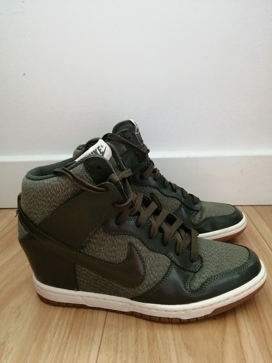 Nike Dunk Sky Hi Wedge Trainers Khaki Green Leather Sneakers - Size 5 - VGC | eBay UK