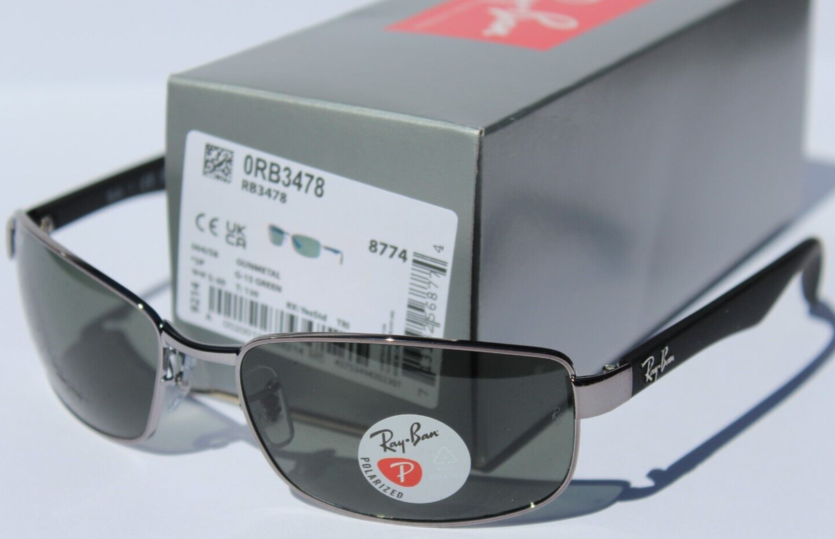 RAY-BAN RB3478 POLARIZED Sunglasses Gunmetal/G-15 Gray Green 004