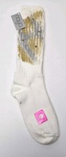 Vintage NEW Naya Crew Knit Socks Womens Handcrafted Gold Silver Rhinestone Socks