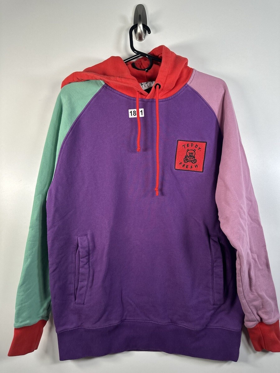 Teddy Fresh Unisex Color block Hoodie Size Medium 22x28 Purple | eBay 