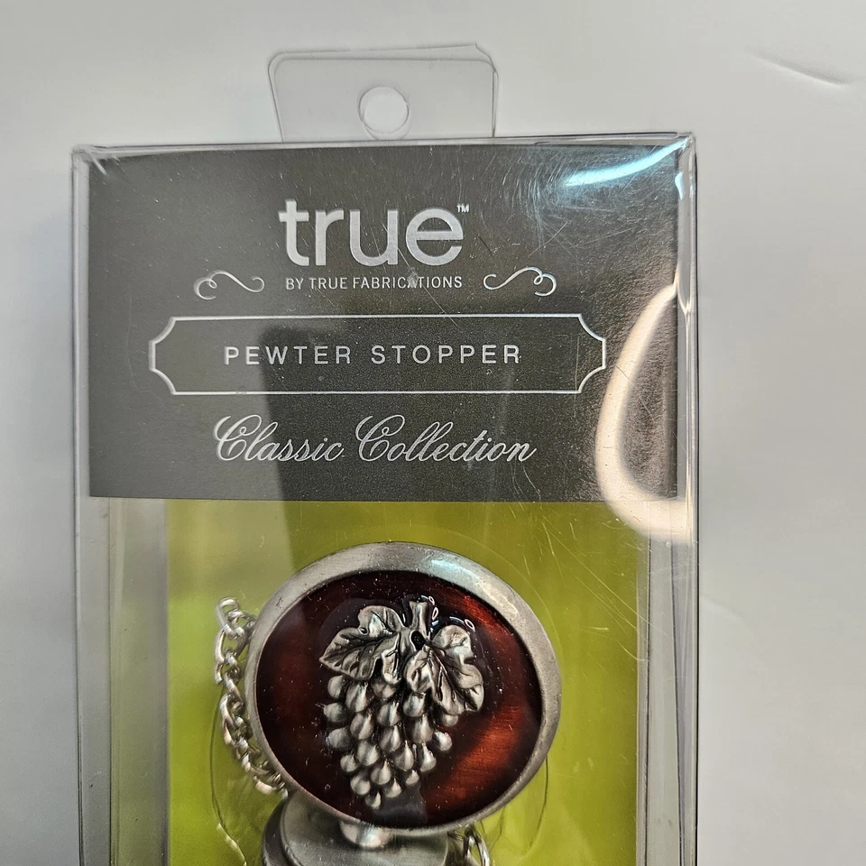 True Fabrication Pewter Bottle Stopper with Grapes on a background of Red - Image 3 of 4
