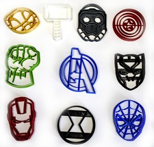 AVENGERS INFINITY WAR MARVEL CHARACTERS LOGOS SET OF 10 COOKIE CUTTER PR1089