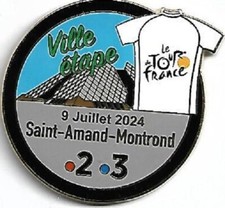 pin's sport cyclisme tour de france, étape de st amand montrond (maillot blanc)