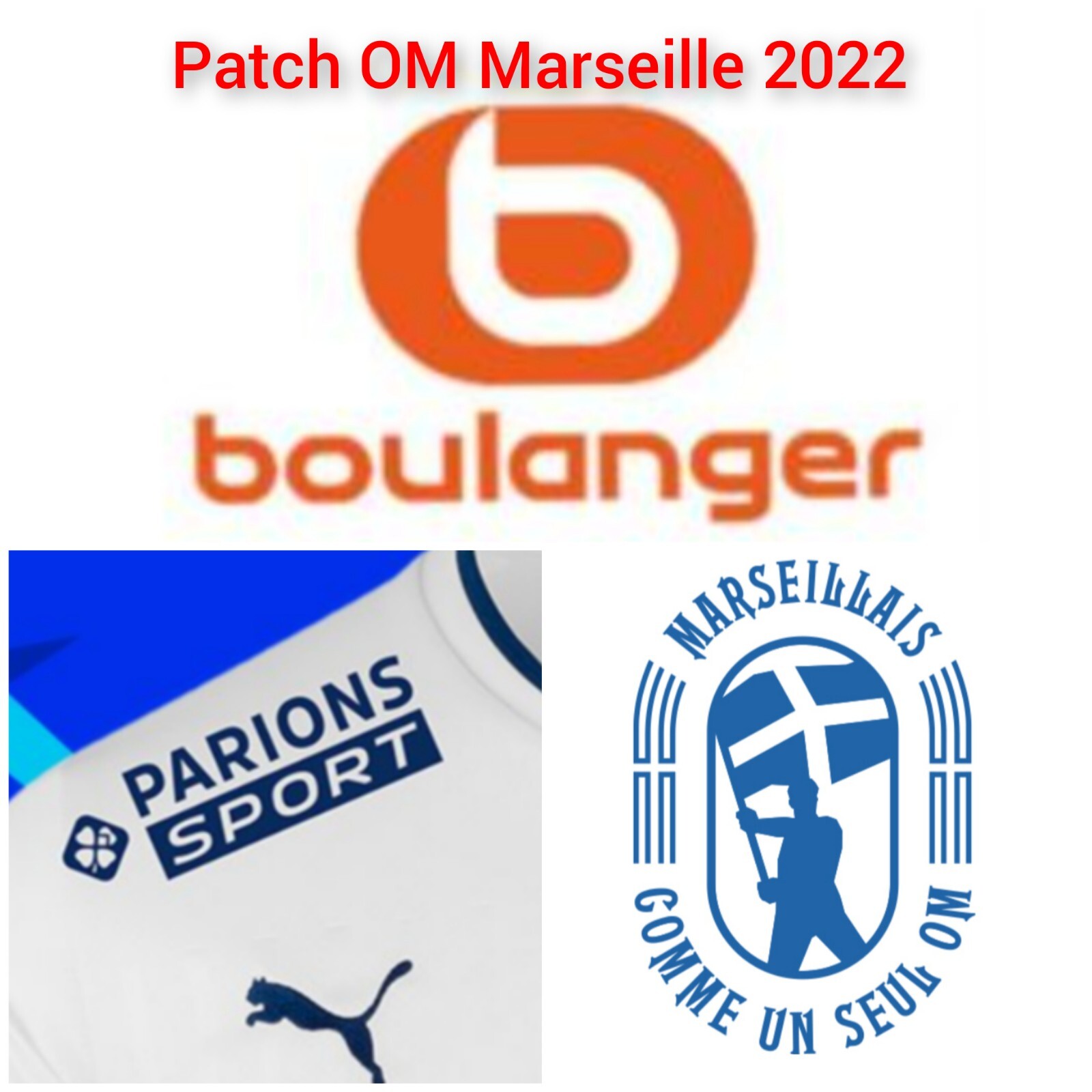 Shirt OM vs Paris PSG avec 3 patchs thermo anti-transpiration pour homme