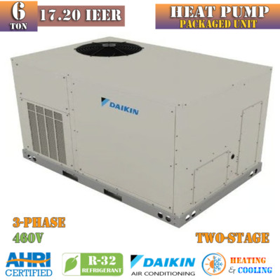 Daikin 6 Ton 17.20 IEER Heat Pump Package Unit AC System R32 Commercial 460V 3Ph