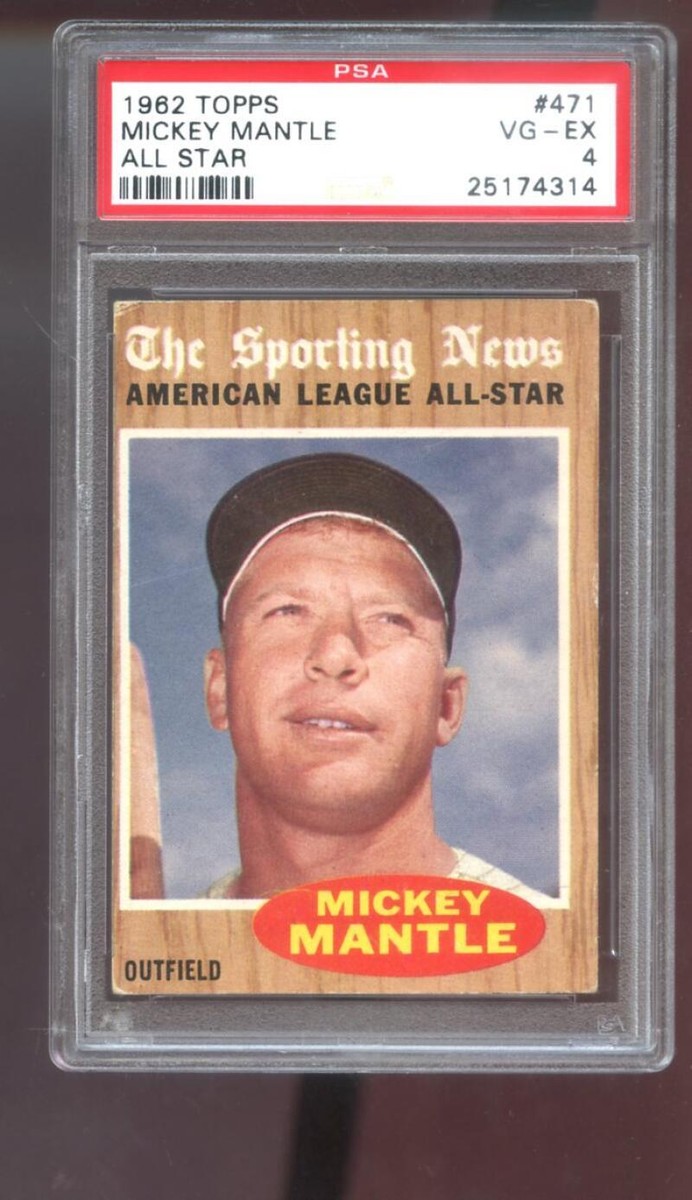 1962 Topps #471 Mickey Mantle All-Star PSA 4 Graded Card MLB The