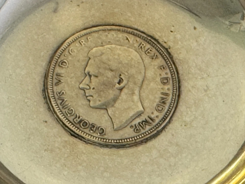 VICTORIA WINE TASTING CUP SILVER Plate Stamped - w/Coin 1940 ONE PENNY France - Image 4 of 4