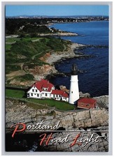 Postcard 4x6 Portland Head Light Lighthouse Maine Shoreline Aerial View Reprint