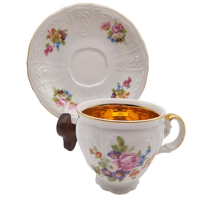 Vintage 1990s Concordia Lesov (Lessau) Thun Bernadotte Teacup Saucer Floral