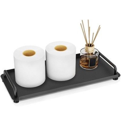 Gypie Toilet Paper Basket, Tank Tray with Handle, 12.9'' x 5.9'' x 1'', Black 