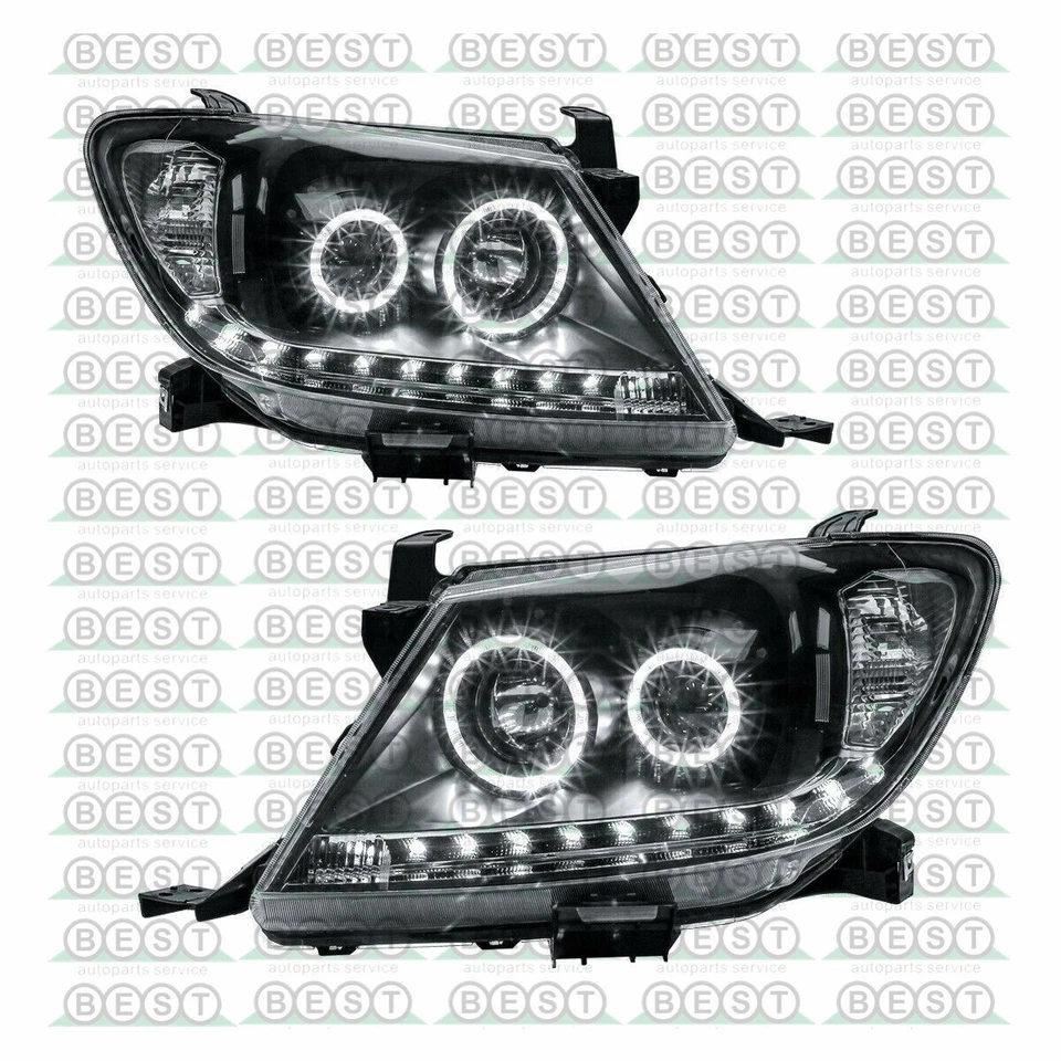 Pair For Toyota Hilux N70Black DRL Halo Projector Angel Eyes Headlights 2005-11 - image 2 of 4