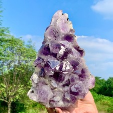 6.81LB Natural Amethyst Geode Symbiosis Epidote Quartz Cluster Crystal Specimen