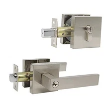  Square Entrance Lever with Keyed Alike 1 Pack Single Cylinder Deadbolt Set