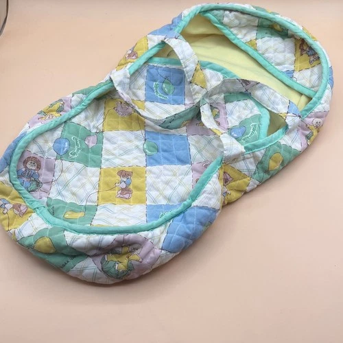 Vintage Cabbage Patch Kids Quilted Baby Carrier & Bag 1983-84 Pastel Multi-Color