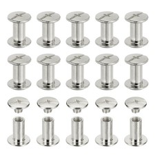 60 Set Chicago Screw M5 x 10mm Metal Phillips Head Screw Rivets Silver Tone