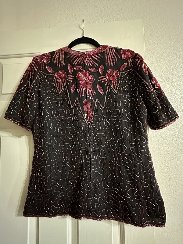 Vintage Beaded Short sleeved Dressy Top